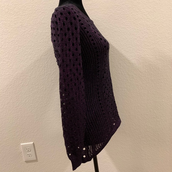 Mesh Knit Top with Metallic Purple Threading - Picture 4 of 5